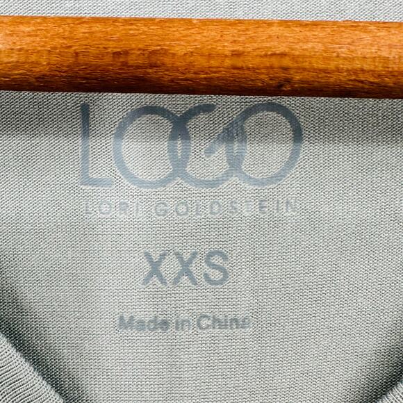 LOGO by Lori Goldstein Drop Shoulder Knit Top Pleated Trim Cap Sleeve XXS 2XS - Picture 7 of 9